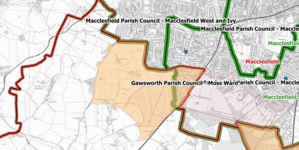 Map showing the area to be removed from Gawsworth